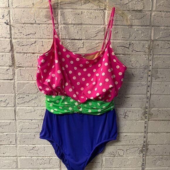 Vintage Polka Dot  Golden Girls One Piece Swimsuit Large - Picture 1 of 7